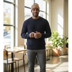 Rag and Bone Wool and Cashmere Logo Knit Beanie Hat Brown Unisex